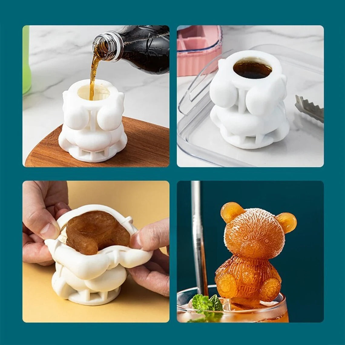 Silicon Teddy Ice Mould (Set Of 4)