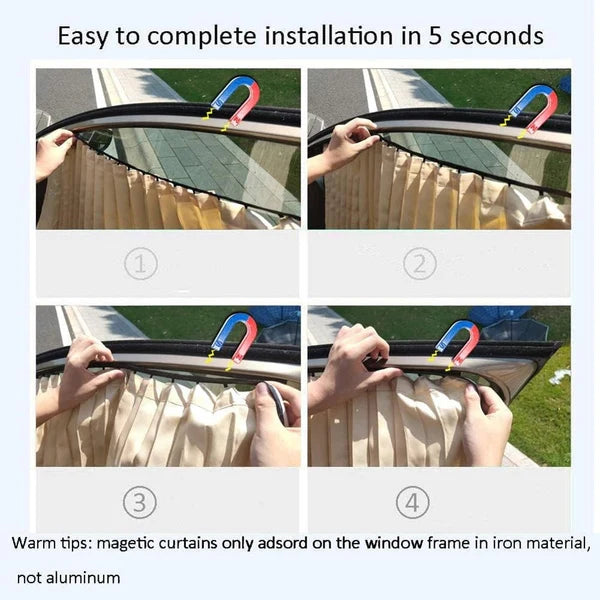 Magnetic Car Window Curtain | Heat & Sunshade Protection (4 Pcs)